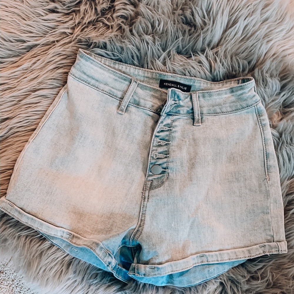 Kendall and Kylie Womens Shorts Button Down Denim